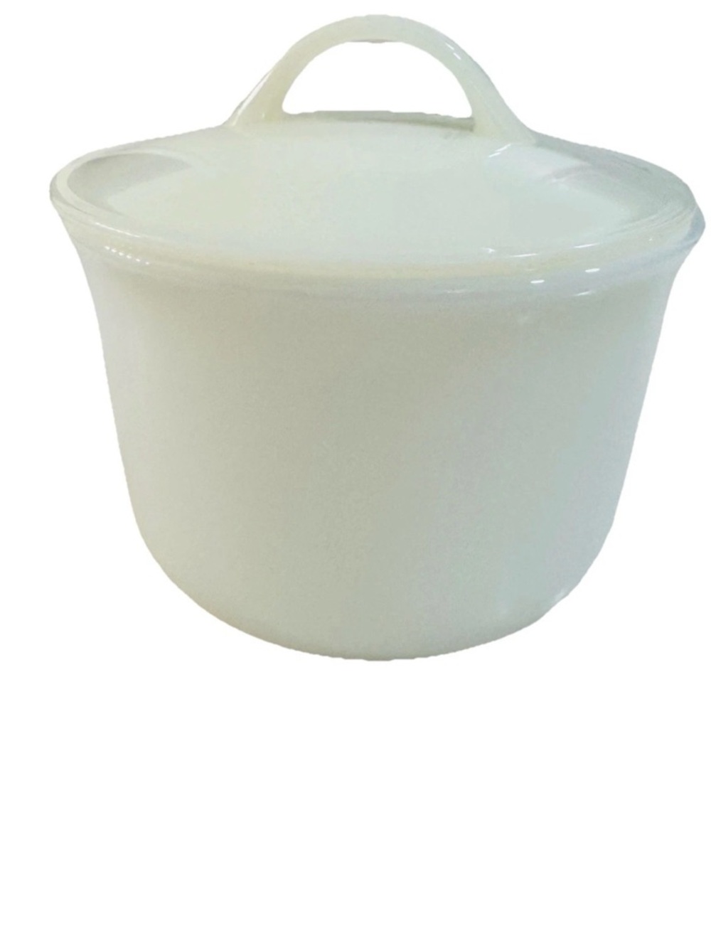 Vintage Pyrex Milk Glass Sugar Bowl with Plastic Lid